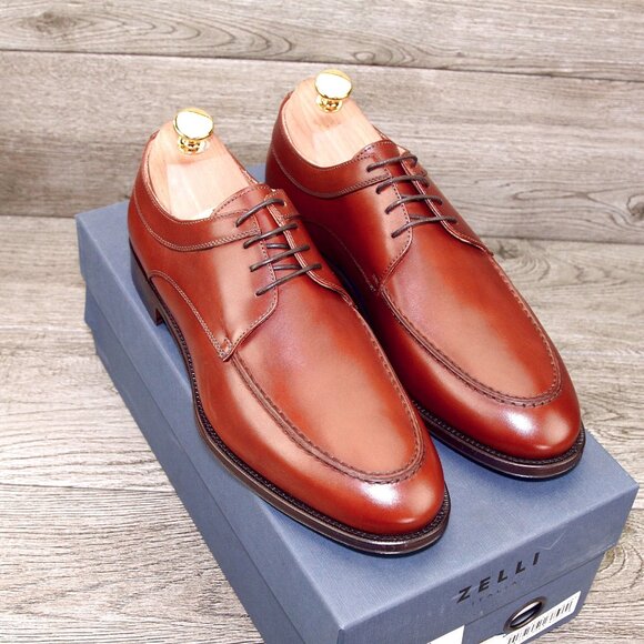 *NIB* $475 Nordstrom ZELLI Italia 8.5 M Verona Italian Derby Rust *add $15 Trees main image 14